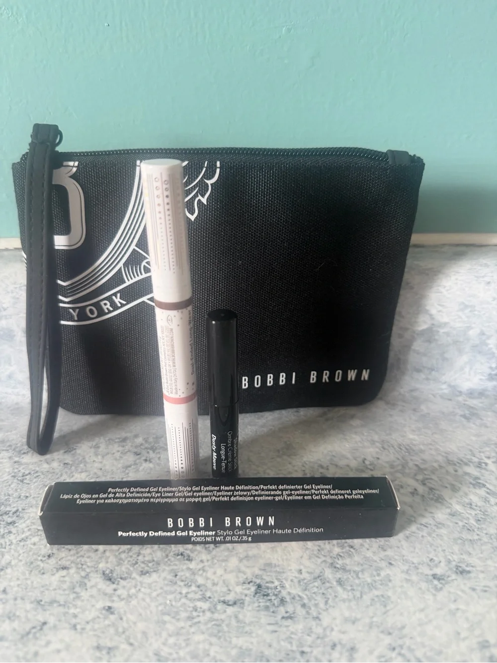 Bobbi Brown Black Eyeliner & 3 eyeshadow sticks with Black Pouch